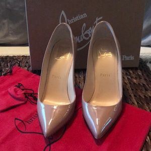 Christian Louboutin 100 Pigalle nude patent heels